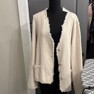 Marled Cream Frayed Edge Blazer